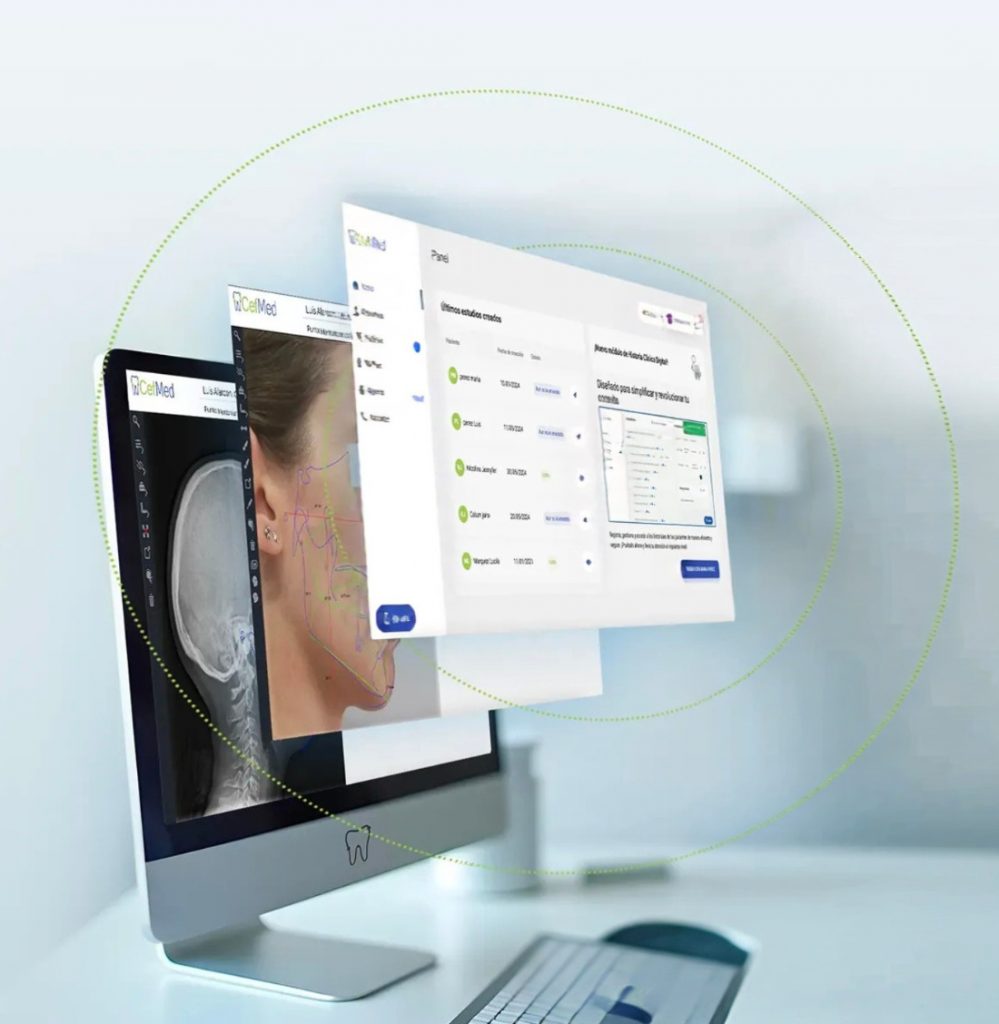 Software de cefalometría digital de CefMed con trazado sobre fotografía y radiografía